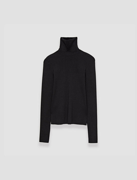 JOSEPH Fashion Women Silk Stretch High Neck Top Black