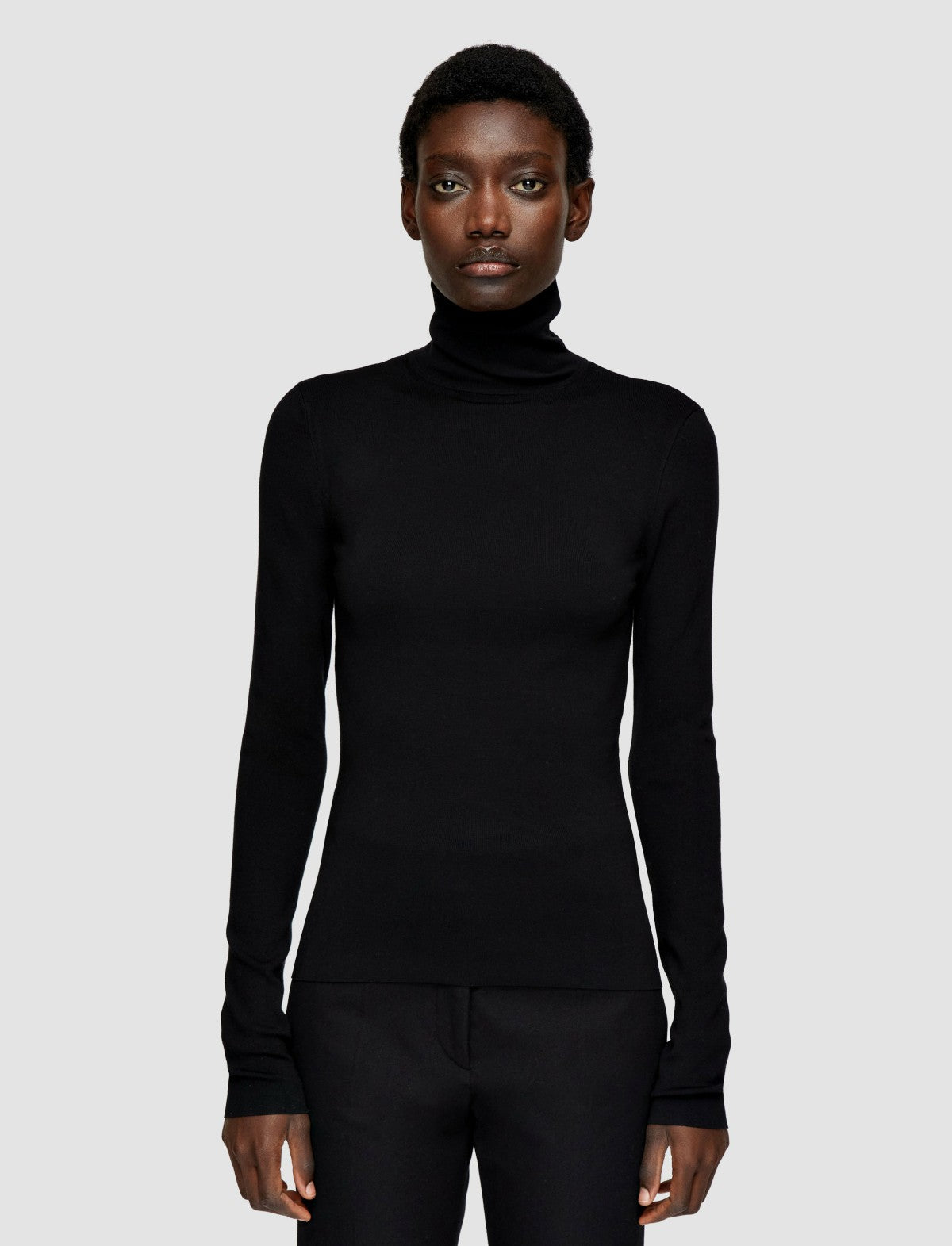 JOSEPH Fashion Women Silk Stretch High Neck Top Black
