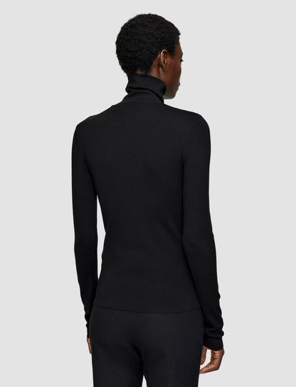 JOSEPH Fashion Women Silk Stretch High Neck Top Black