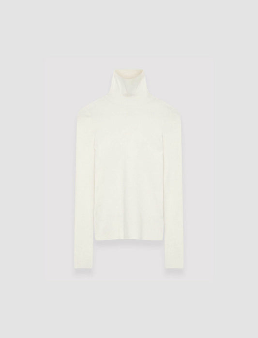 JOSEPH Fashion Women Silk Stretch High Neck Top Ivory