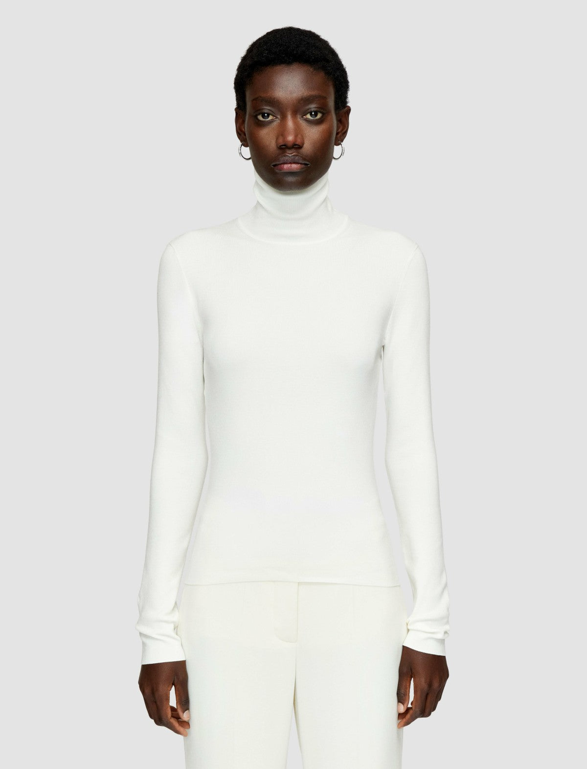 JOSEPH Fashion Women Silk Stretch High Neck Top Ivory