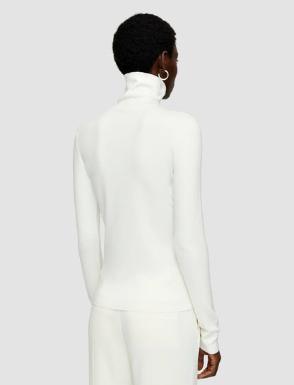 JOSEPH Fashion Women Silk Stretch High Neck Top Ivory