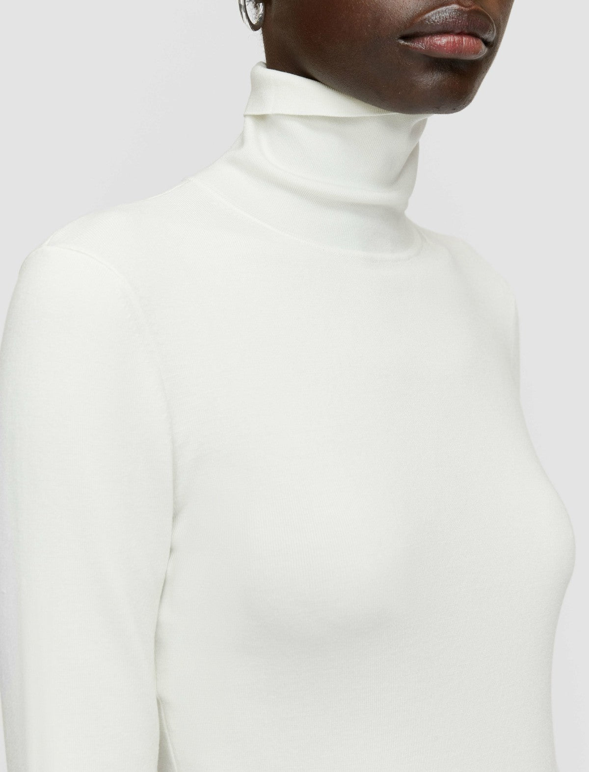 JOSEPH Fashion Women Silk Stretch High Neck Top Ivory