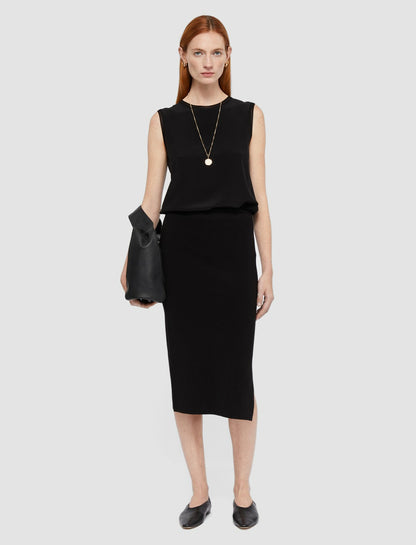 JOSEPH Fashion Women Silk Stretch Pencil Skirt Black