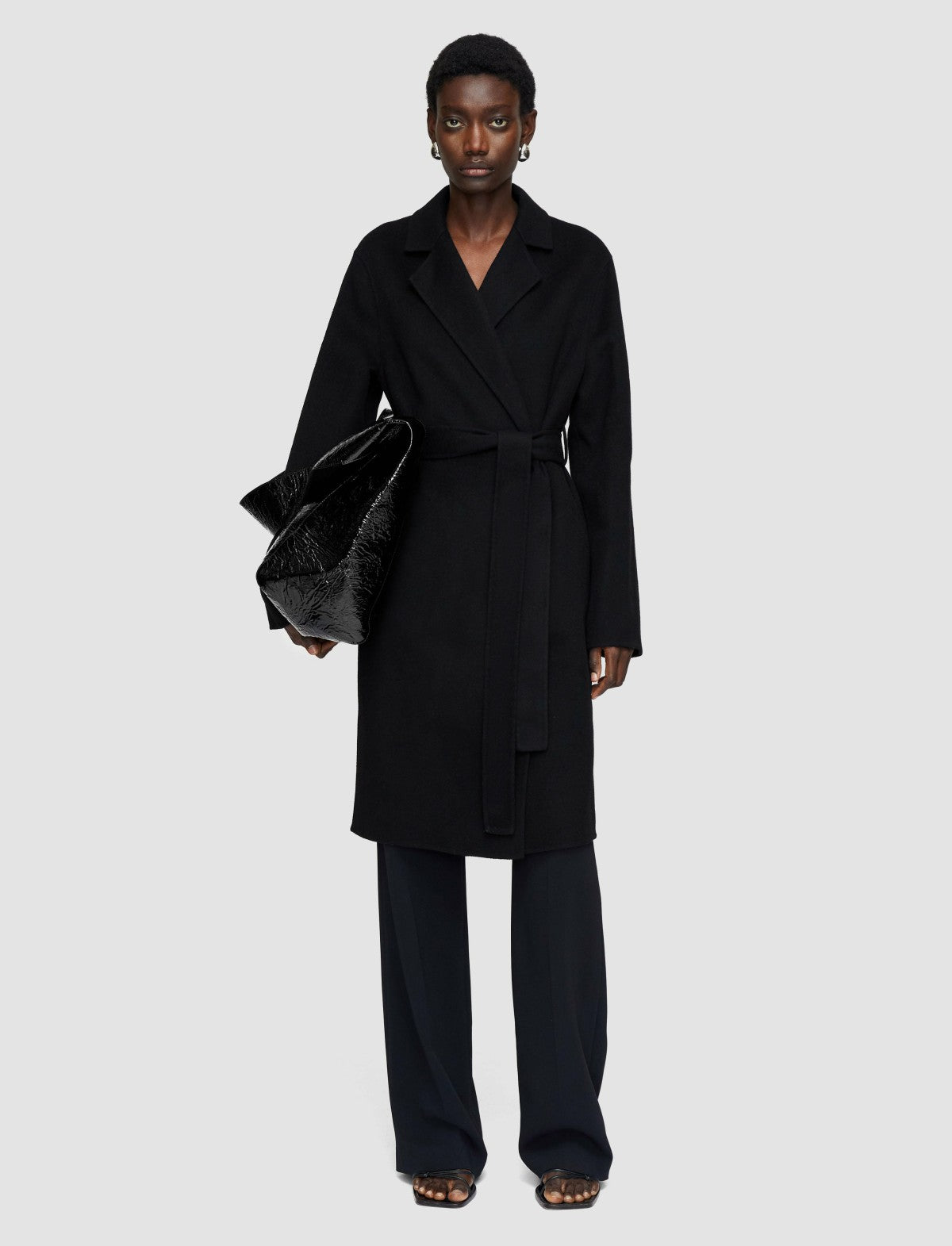 JOSEPH Fashion Women Double Face Cashmere Cenda Long Coat Black