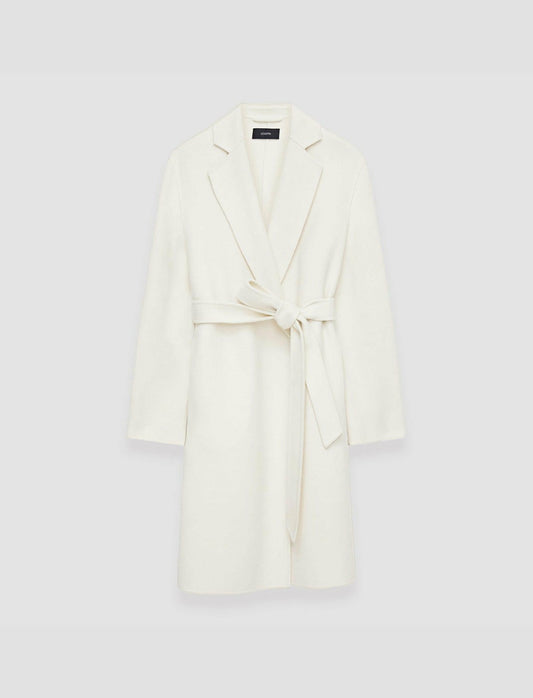 JOSEPH Fashion Women Double Face Cashmere Cenda Long Coat Ivory