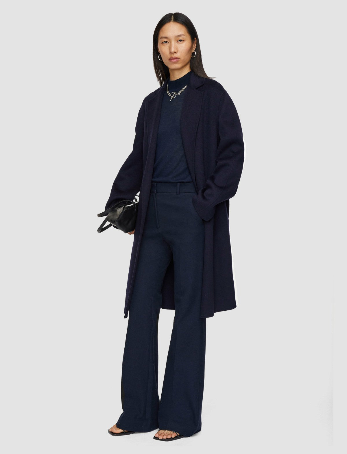JOSEPH Fashion Women Double Face Cashmere Cenda Long Coat Navy
