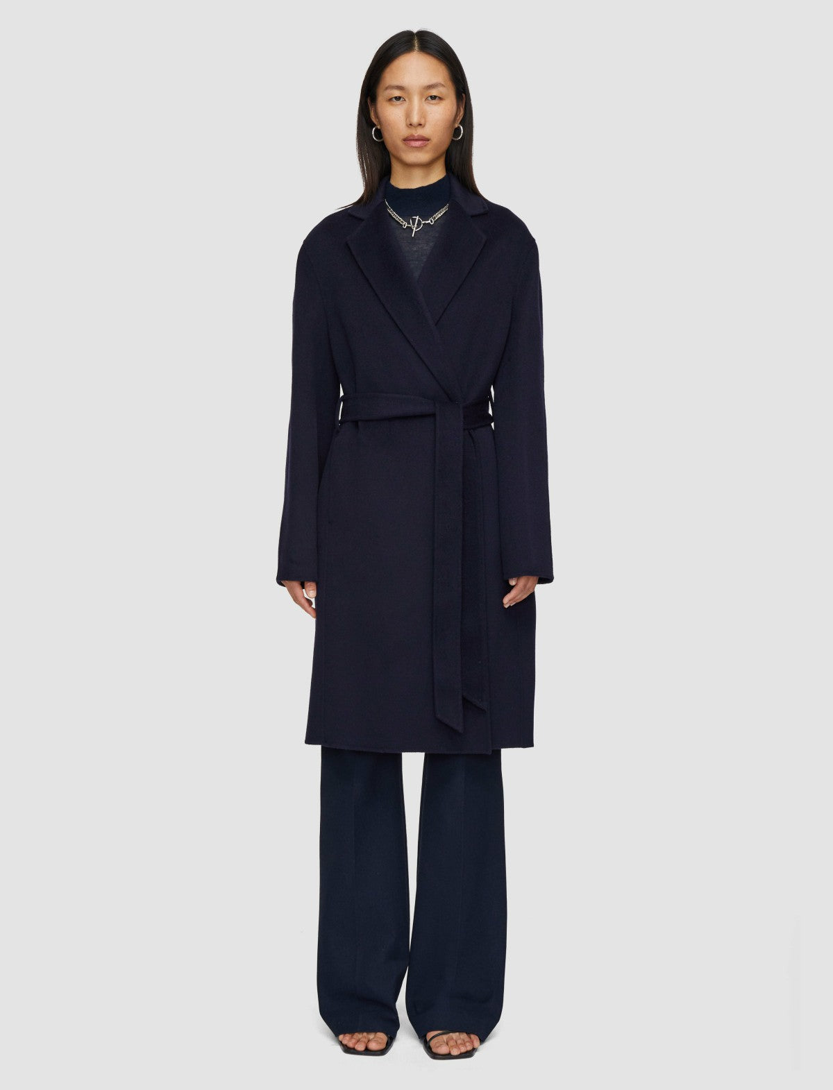 JOSEPH Fashion Women Double Face Cashmere Cenda Long Coat Navy