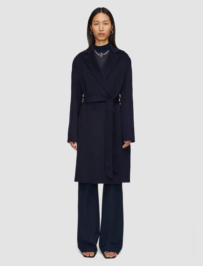JOSEPH Fashion Women Double Face Cashmere Cenda Long Coat Navy