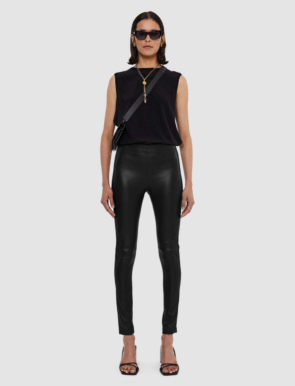 JOSEPH Fashion Women Leather Stretch Leggings Black