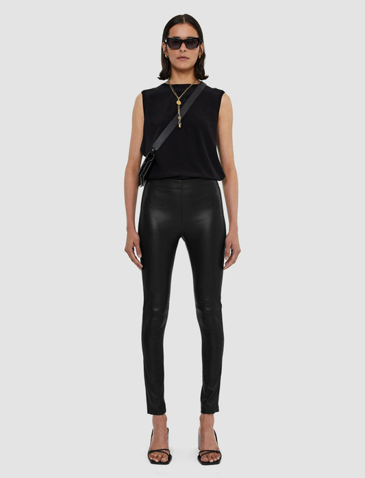 JOSEPH Fashion Women Leather Stretch Leggings Black