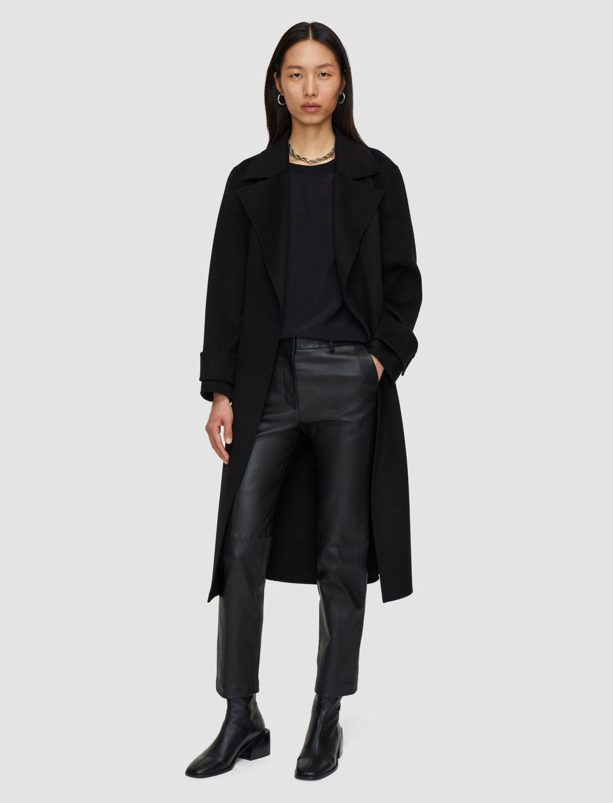 JOSEPH Fashion Women Coleman Leather Stretch Trousers Black