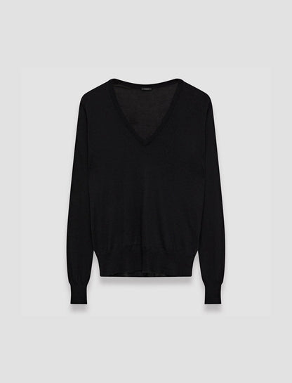 JOSEPH Fashion Women Cashair V Neck Jumper Black