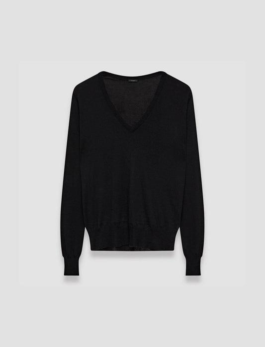 JOSEPH Fashion Women Cashair V Neck Jumper Black