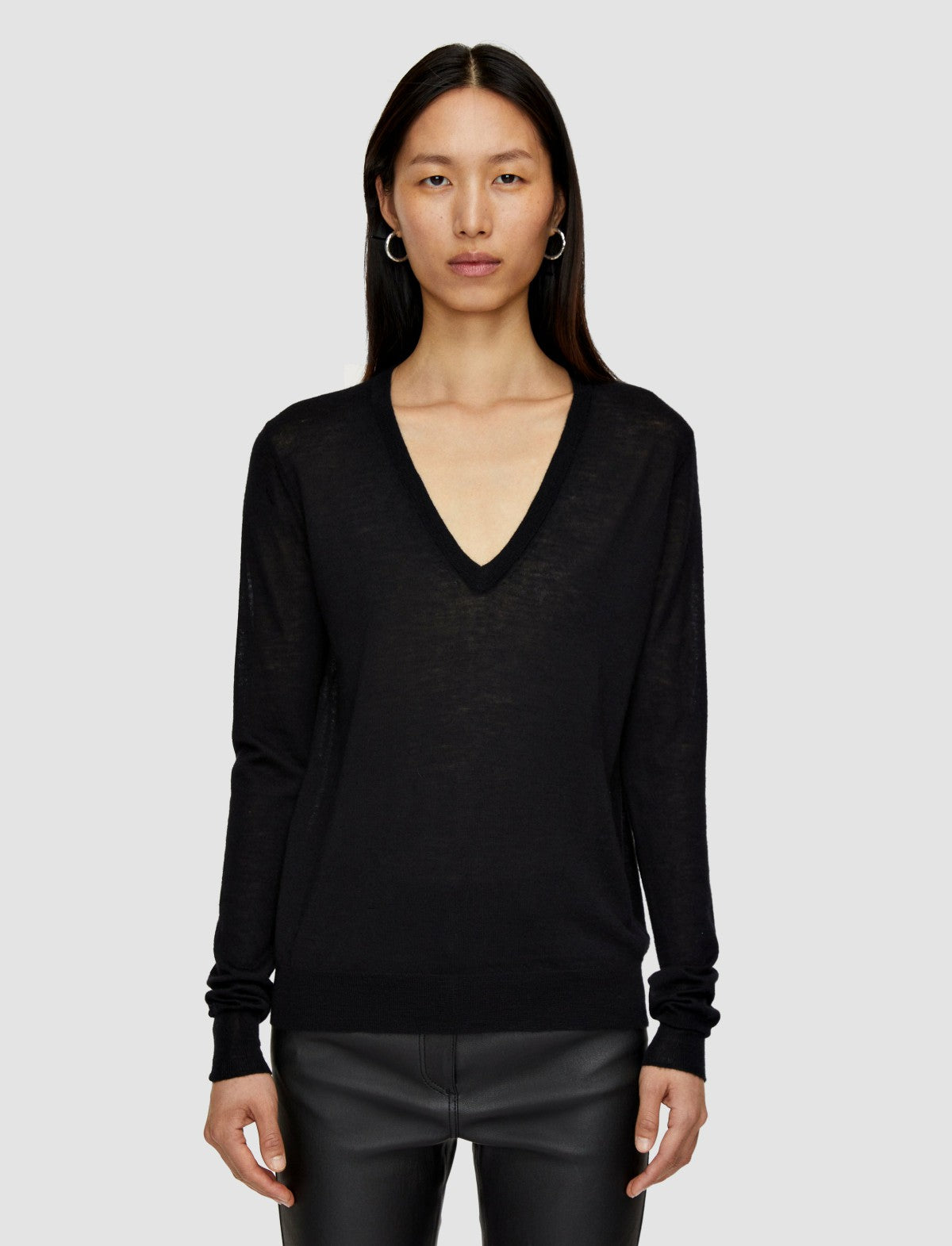JOSEPH Fashion Women Cashair V Neck Jumper Black