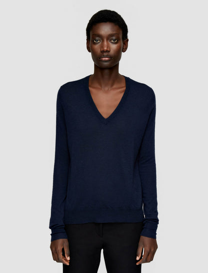 JOSEPH Fashion Women Cashair V Neck Jumper Navy