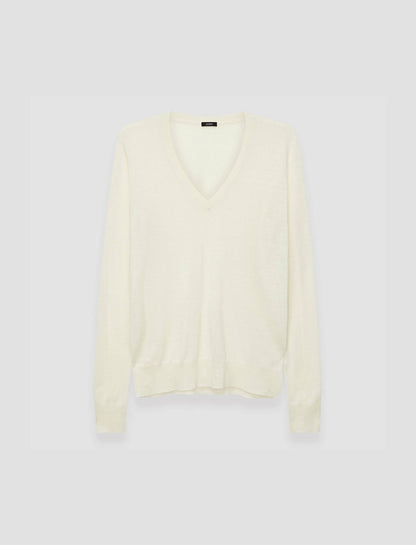 JOSEPH Fashion Women Cashair V Neck Jumper Ivory