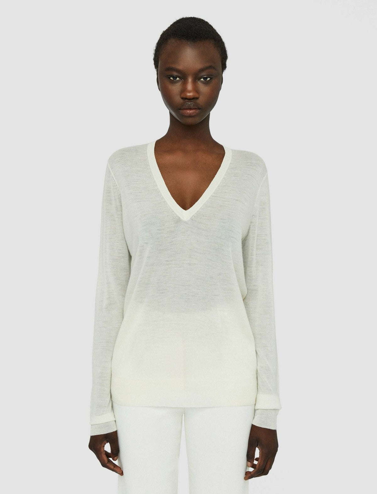 JOSEPH Fashion Women Cashair V Neck Jumper Ivory