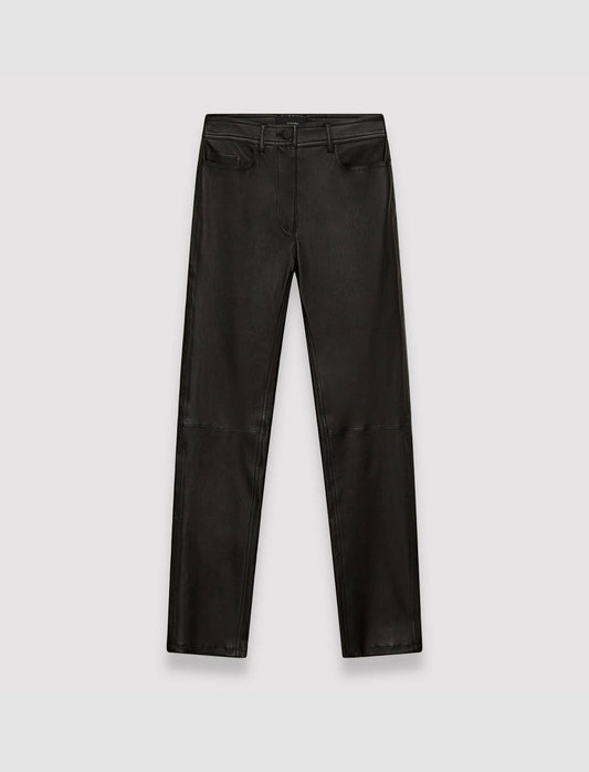 JOSEPH Fashion Women Leather Stretch Teddy Trousers Black