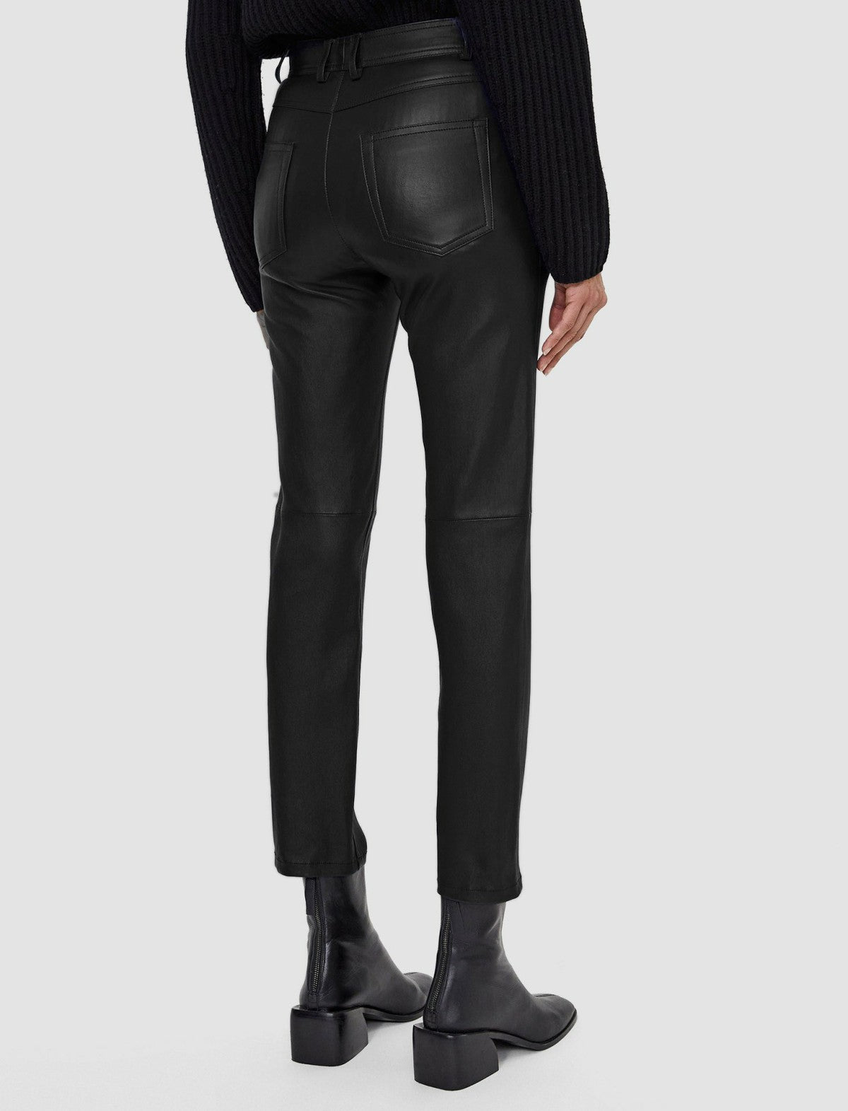 JOSEPH Fashion Women Leather Stretch Teddy Trousers Black