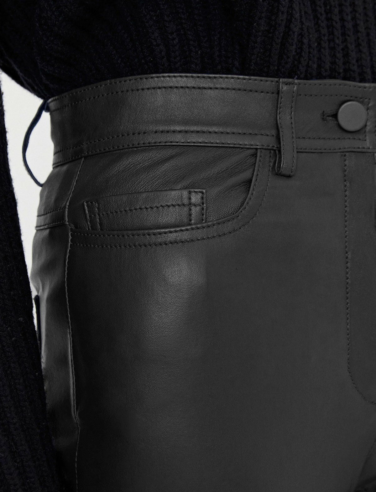 JOSEPH Fashion Women Leather Stretch Teddy Trousers Black