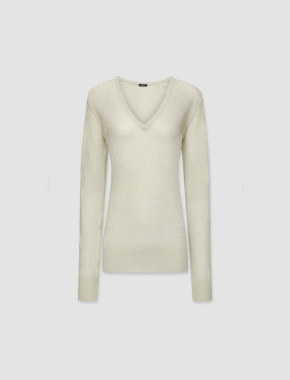 JOSEPH Fashion Women Lurex V Neck Jumper Ivory