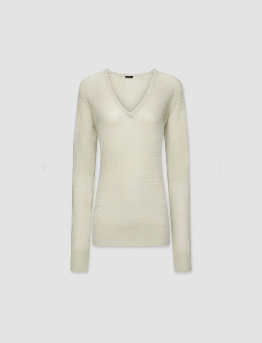 JOSEPH Fashion Women Lurex V Neck Jumper Ivory