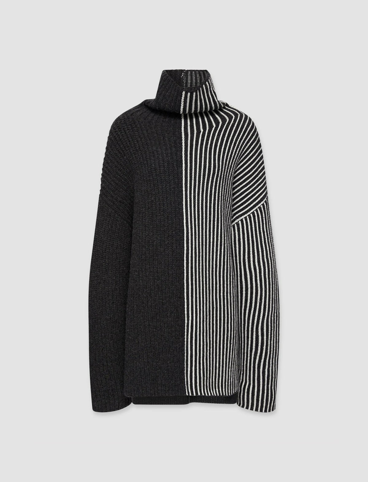 JOSEPH Fashion Women Graphic Cardigan Stitch High Neck Jumper Charcoal Combo