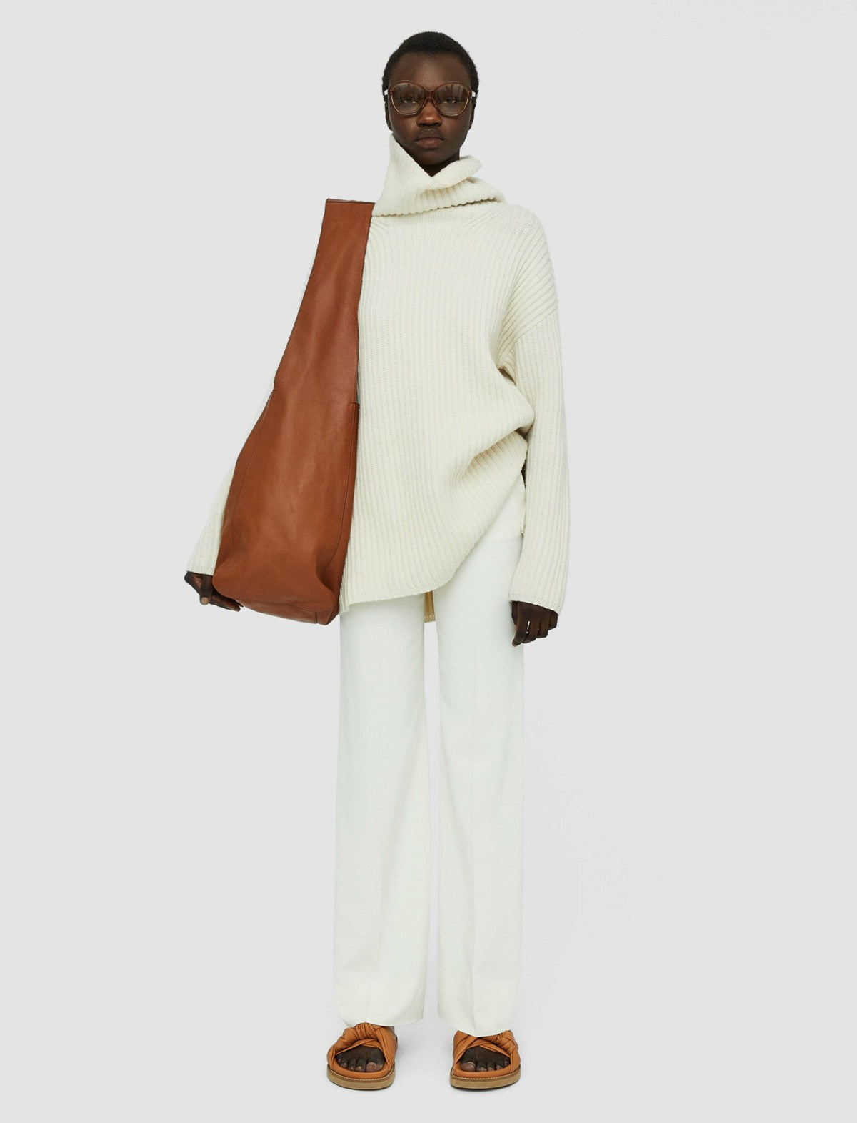 JOSEPH Fashion Women Cardigan Stitch High Neck Jumper Ivory