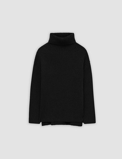 JOSEPH Fashion Women Cardigan Stitch High Neck Jumper Black