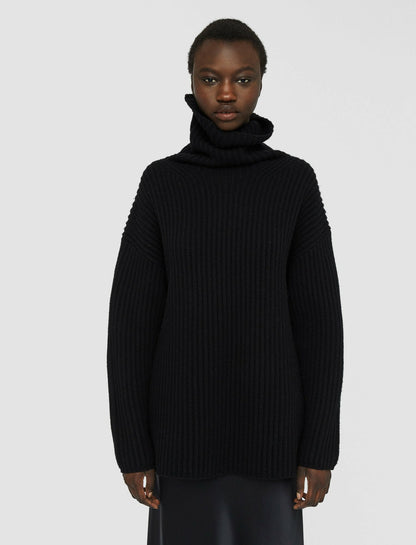 JOSEPH Fashion Women Cardigan Stitch High Neck Jumper Black