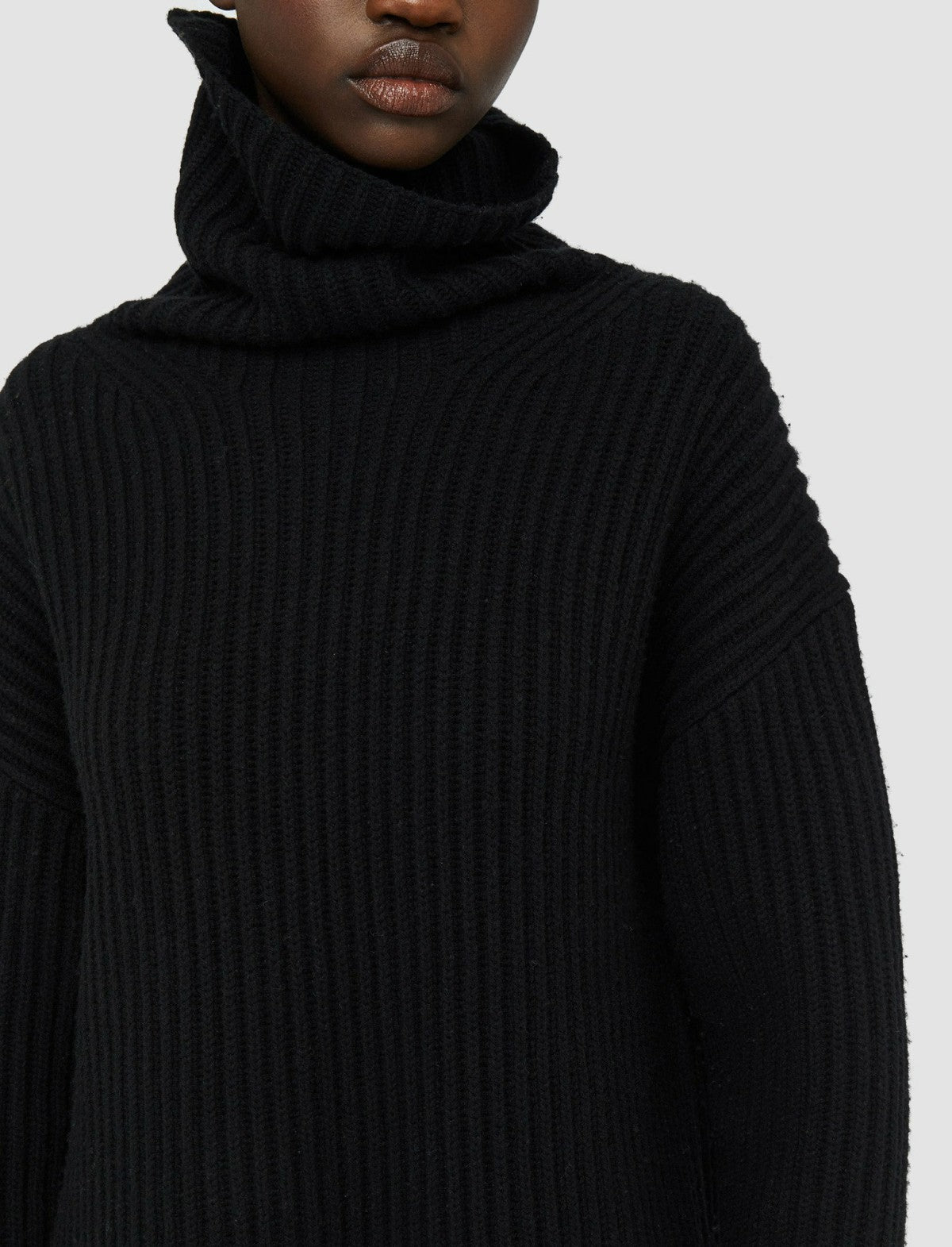 JOSEPH Fashion Women Cardigan Stitch High Neck Jumper Black