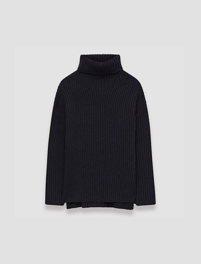 JOSEPH Fashion Women Cardigan Stitch High Neck Jumper Navy