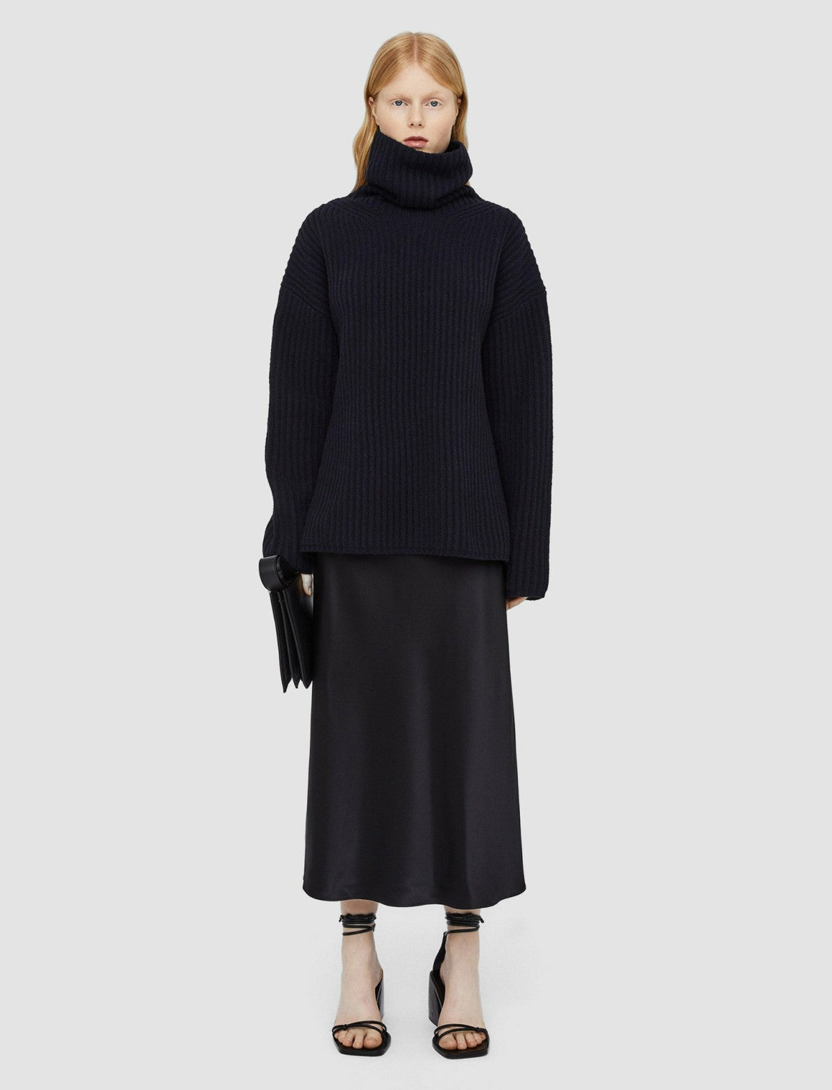 JOSEPH Fashion Women Cardigan Stitch High Neck Jumper Navy