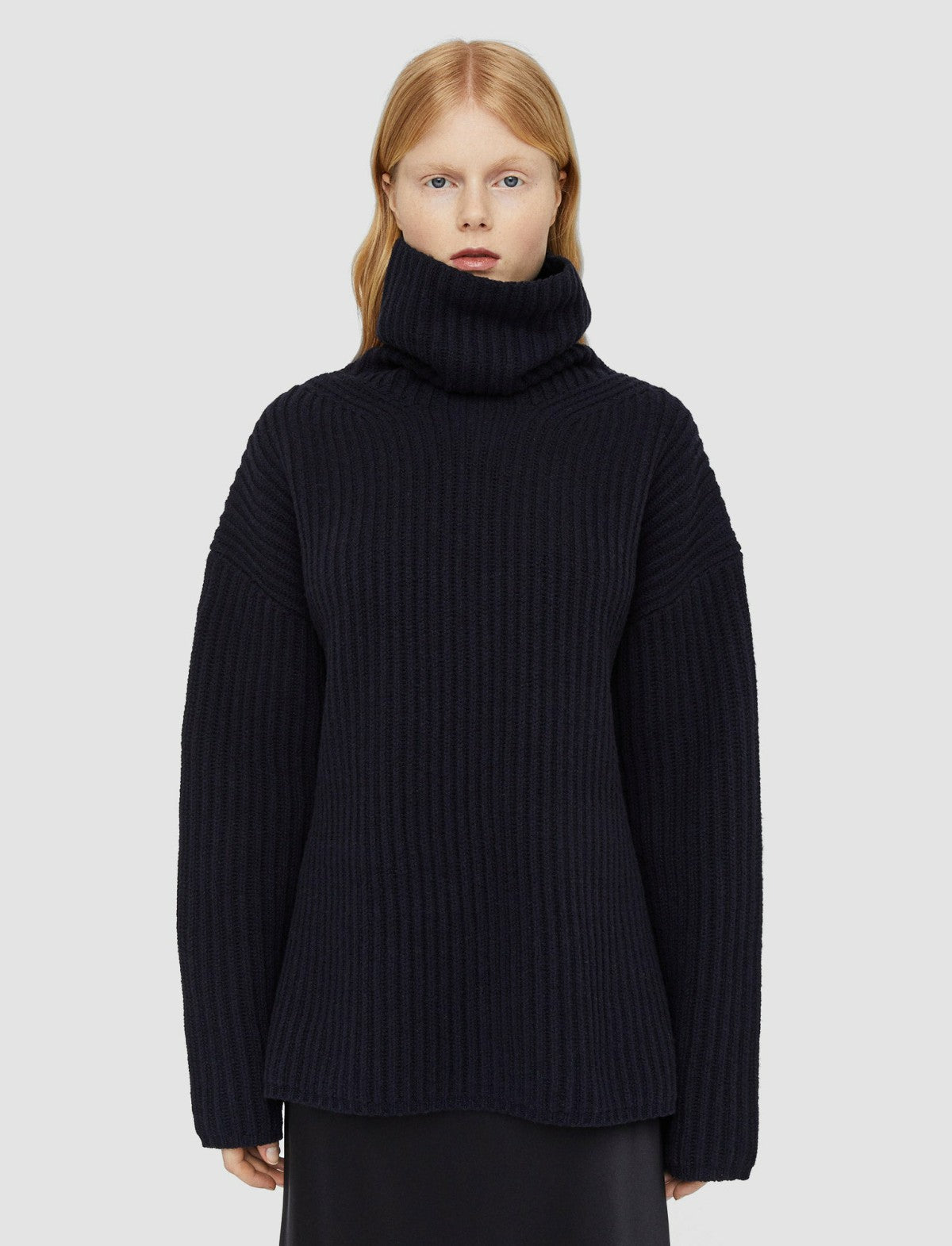 JOSEPH Fashion Women Cardigan Stitch High Neck Jumper Navy