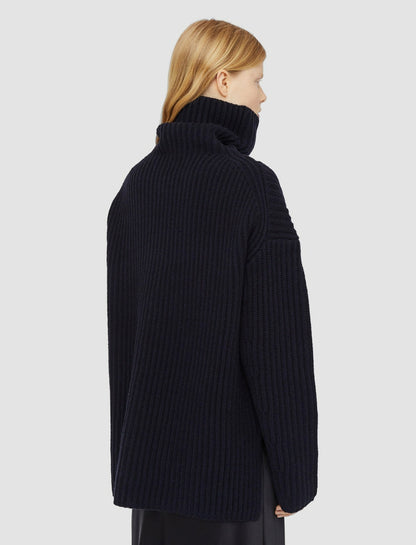 JOSEPH Fashion Women Cardigan Stitch High Neck Jumper Navy