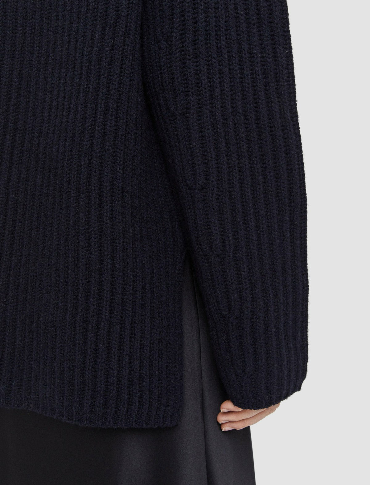 JOSEPH Fashion Women Cardigan Stitch High Neck Jumper Navy