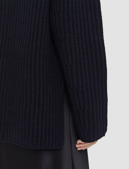 JOSEPH Fashion Women Cardigan Stitch High Neck Jumper Navy