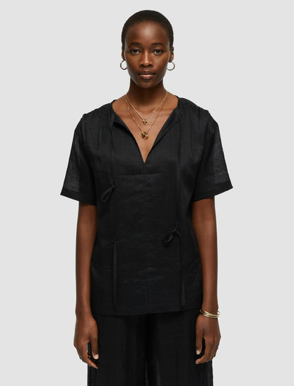 JOSEPH Fashion Women Ramie Voile Birna Top Black
