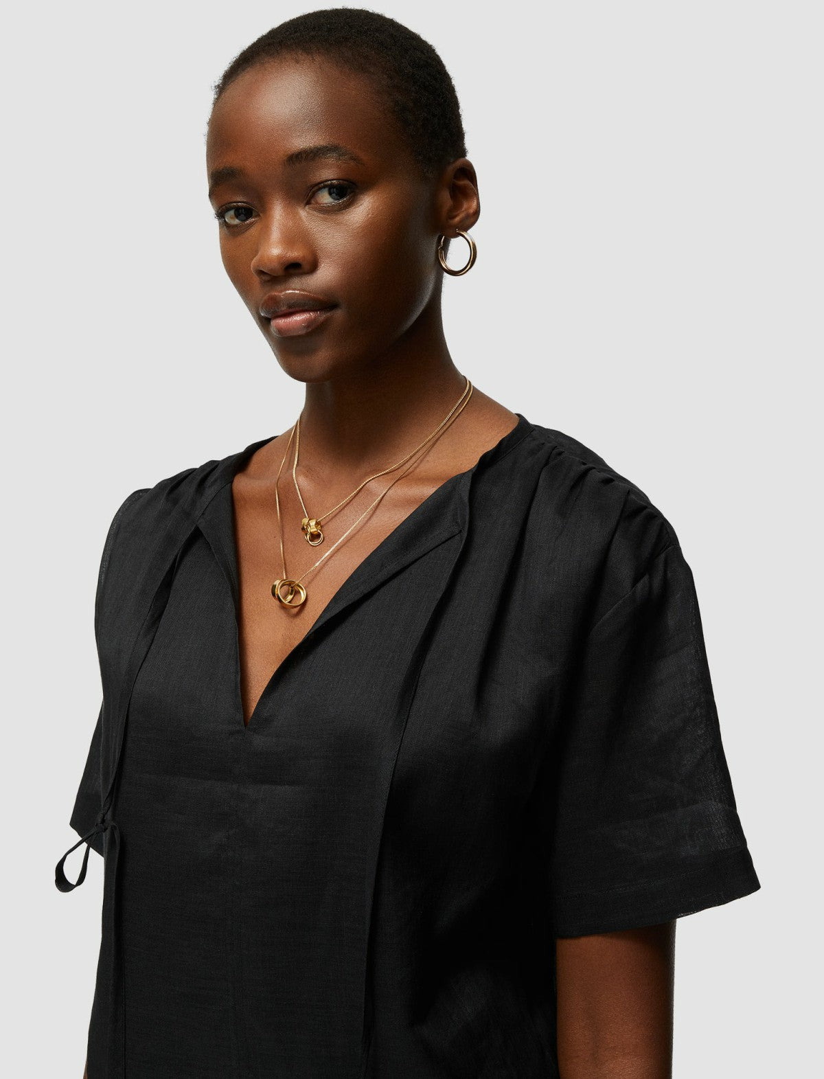 JOSEPH Fashion Women Ramie Voile Birna Top Black