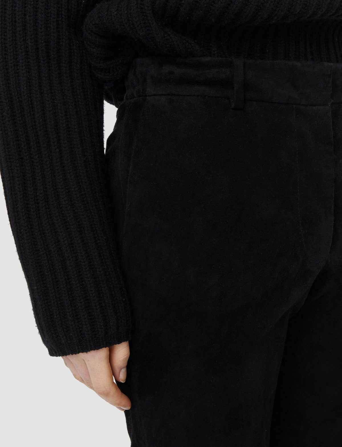 JOSEPH Fashion Women Suede Stretch Coleman Trousers Black