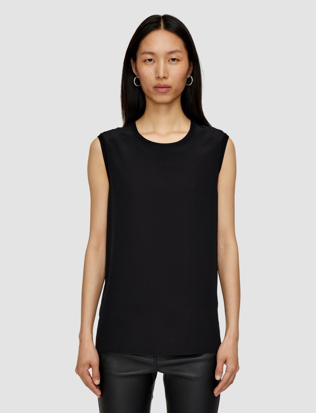 JOSEPH Fashion Women Silk Crepe de Soie Bley Blouse Black