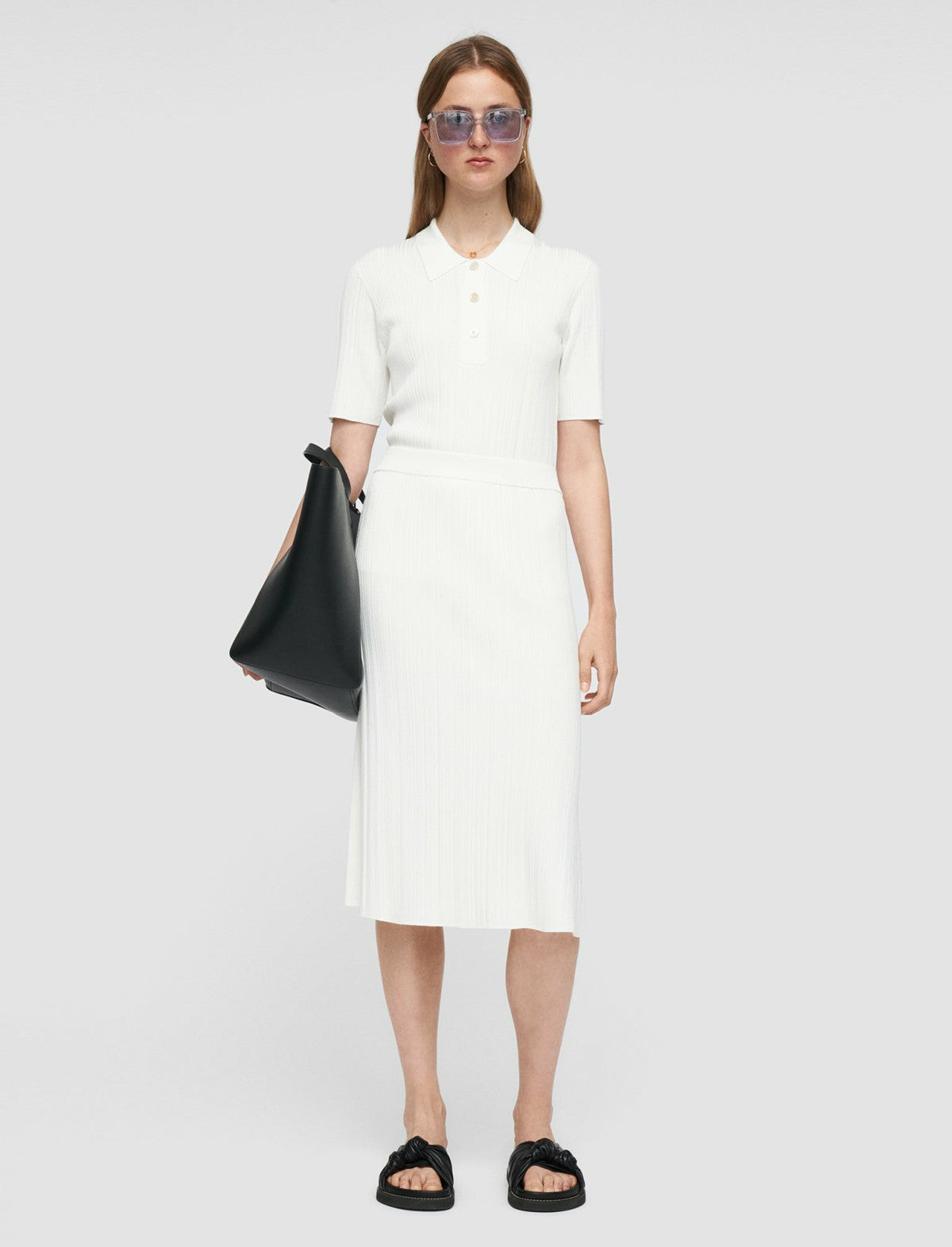JOSEPH Fashion Women Satiny Rib Skirt Ivory