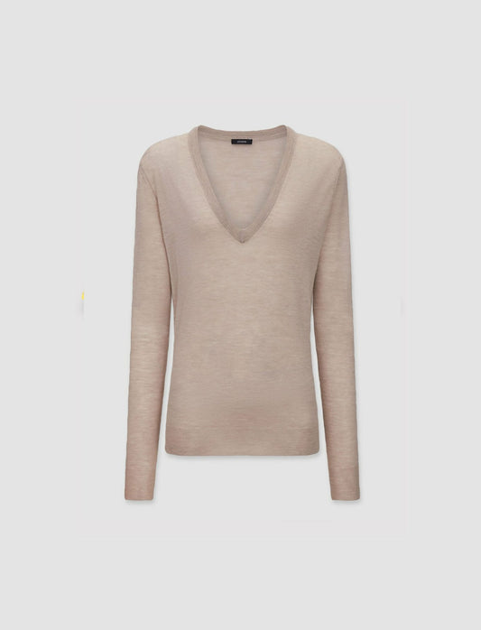 JOSEPH Fashion Women Cashair V Neck Jumper Cobble Stone