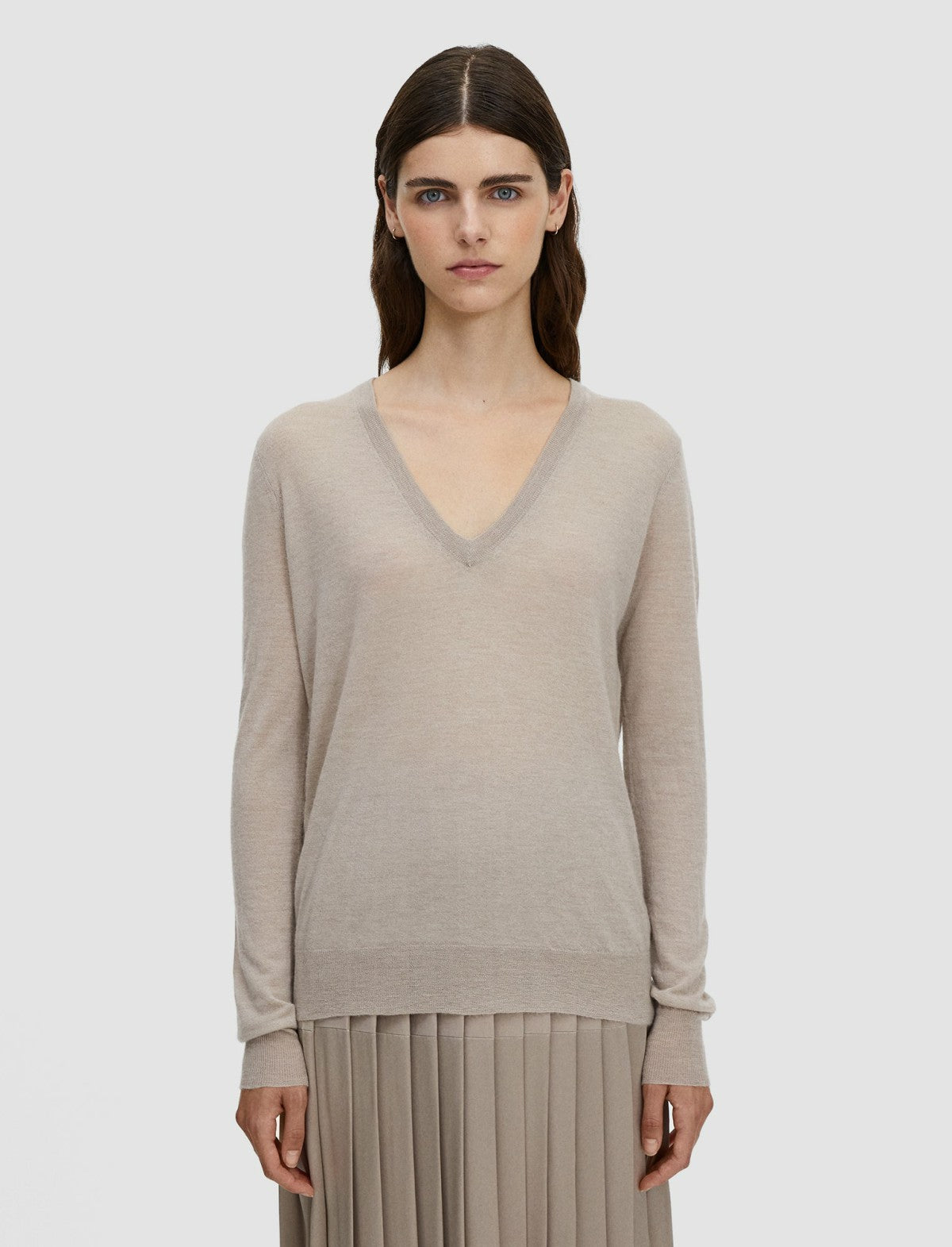 JOSEPH Fashion Women Cashair V Neck Jumper Cobble Stone