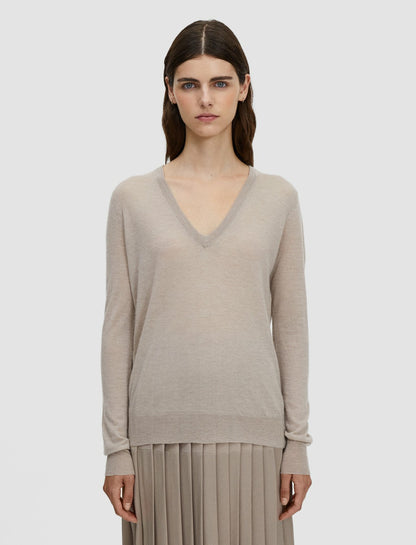 JOSEPH Fashion Women Cashair V Neck Jumper Cobble Stone