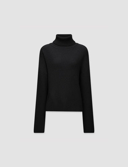 JOSEPH Fashion Women Luxe Cardigan Stitch High Neck Jumper Black