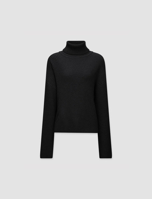 JOSEPH Fashion Women Luxe Cardigan Stitch High Neck Jumper Black