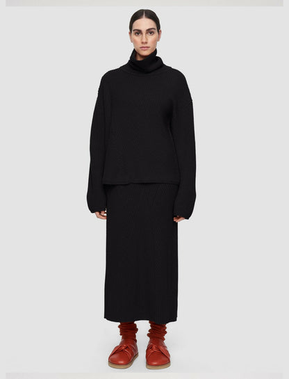 JOSEPH Fashion Women Luxe Cardigan Stitch High Neck Jumper Black