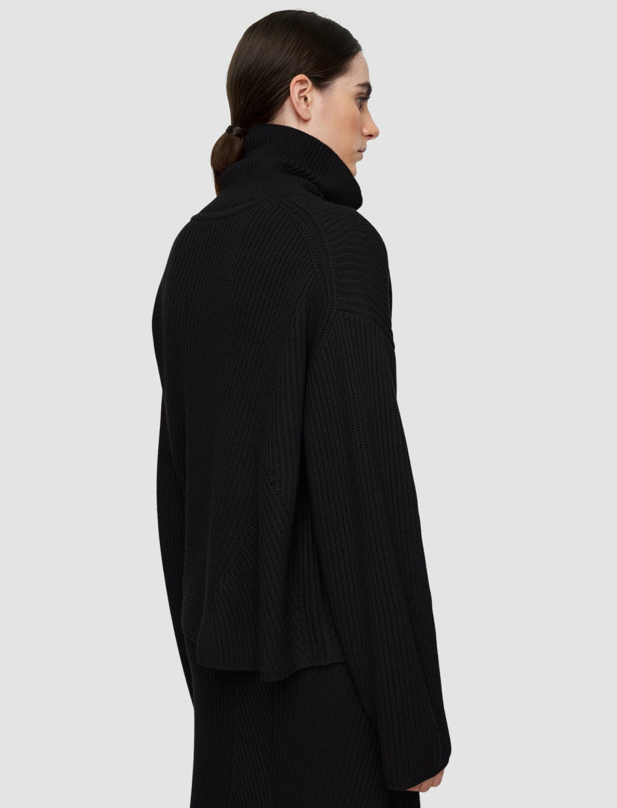 JOSEPH Fashion Women Luxe Cardigan Stitch High Neck Jumper Black